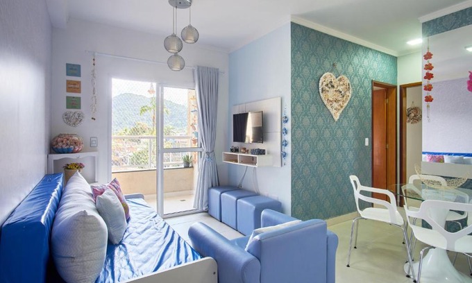 Estufa II Wohnung | 2 Quartos com ar, piscina, sacada Gourmet a 1 km da praia Grande