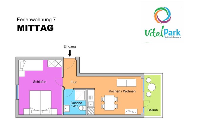 Burgberg Wohnung | 38 m² Ferienwohnung ∙ 1 Schlafzimmer ∙ 2 Gäste
