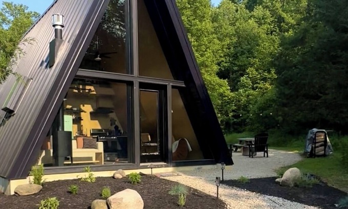 Peebles Haus | A Delightful A-Frame on 20-Acres with Hiking Trails, Hot Tub, Wifi, and More