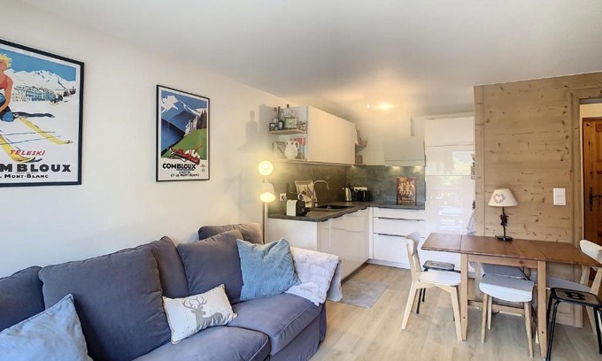 Combloux Wohnung | Appartement 2 pièces + cabine à proximité du village et téléski, cuisine équipée - FR-1-560-89