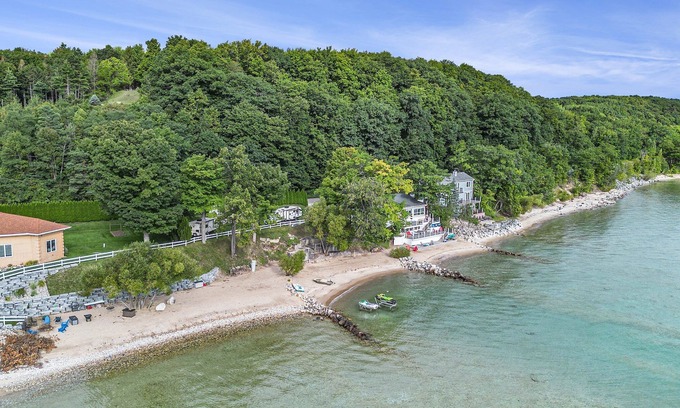 Traverse City Haus | Million Dollar Views: Bayshore Beach House w/ Opt. RV Pads, Beach Firepit & More