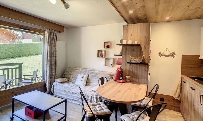 Demi-Quartier Wohnung | Charmantes 2-Zimmer-Apt in Combloux mit Terrasse, Parkplatz und Skiraum