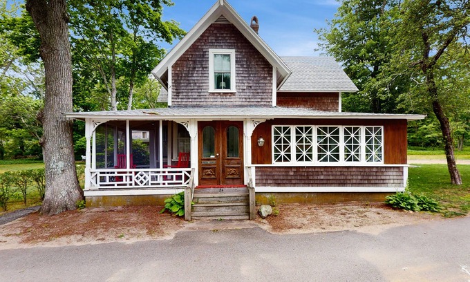 East Chop Haus | Charming home with walkable beach, large yard, deck, fire pit, and A/C