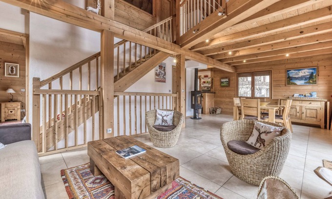 Les Houches Skihütte | Chalet mit außergewöhnlichem Blick auf den Mont-Blanc