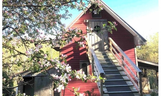 Franklin Kabine | Genuine Farm experience! Barn loft on Organic Farm—pet pig and chickens below!