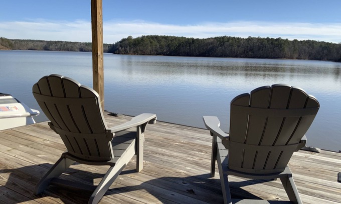 Alexander City Kabine | Gorgeous views, deep water, in peaceful /no-wake cove! FIRE PIT!