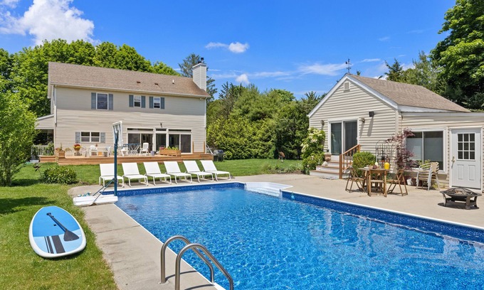 Speonk Haus | Hamptons Remsenburg Beach House w/ pool house, zen/organic garden close to beach