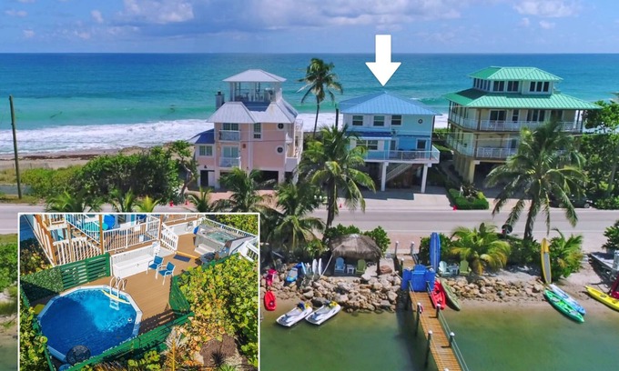 Stuart Haus | Bestes Strandhaus-Preis-Leistungs-Verhältnis in Florida: ON the BEACH! Whirlpool, Dock & mehr!