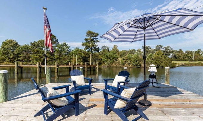 Deltaville Haus | Home on Jackson Creek Home w/kayaks, bike, dock. Available guest cottage extra.