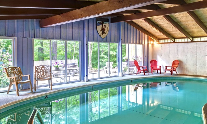 North Conway Haus | Imagine Floating in Our Heated INDOOR Pool then Relaxing in our Toasty Sauna Too