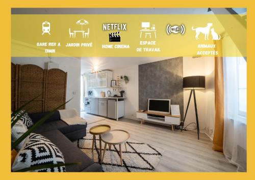 Rueil-Malmaison Wohnung | Joséphine Cosy - Centre Ville-Pets friendly - Home cinema Netflix - Jardin Privé