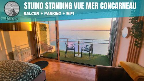 Concarneau Wohnung | - L'IROIZH - CONCARNEAU - VUE MER PANORAMIQUE - STUDIO STANDING PLAGE DES SABLES BLANCS - PARKING - DRAPS & SERVIETTES INCLUS - NEAR THALASSOTHERAPY - Wifi -
