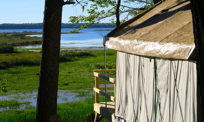 Mariaville Kabine | Lakefront Glamping Tent w/ensuite bathroom, King Bed, Fabulous View, near Acadia