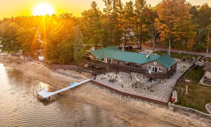 Lake Haus | Lakefront w/ Sandy Beach & Dock, Indoor Heated Pool & Hot Tub, Gameroom, Firepit