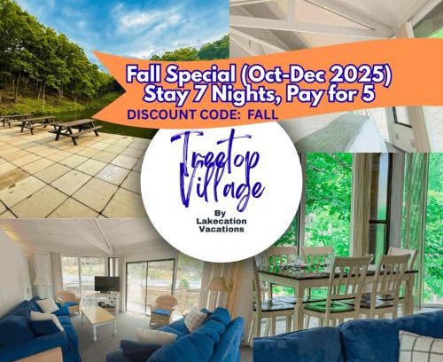 Village of Four Seasons Haus | Lakefront Treetop Village 3bd3badeckpool-6pp