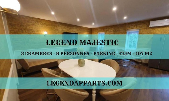 Macon Wohnung | Legend Majestic - 3 chambres - Parking privé GRATUIT - Centre Ville - Quai de Saône - Gare - fibre
