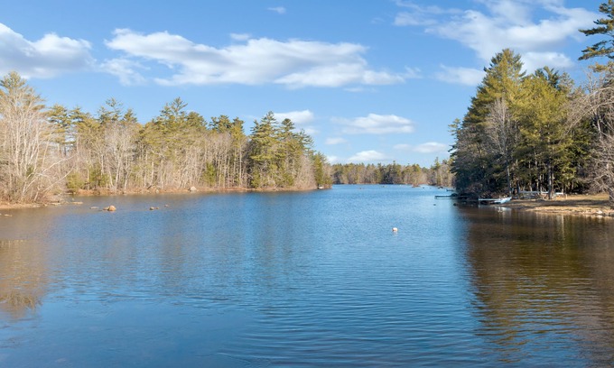 Gray Haus | Little Sebago Lake Home with Boat Slip