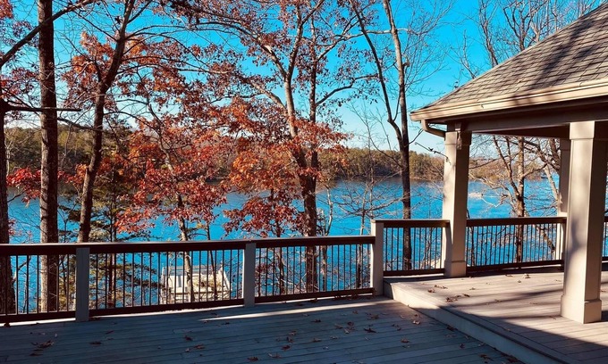 Flowery Branch Haus | Luxury lakefront villa with breathtaking lake views and sunset galore