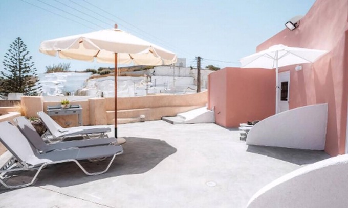 Karterados Villa | Marvellous Santorini Villa | Villa Bilbo | Double Room with Shared Furnished Terrace | Karterados