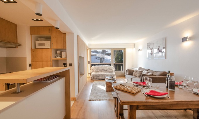Megeve Wohnung | Megève-Mont d'Arbois, T3 renoviert, 50m2, 4 Pers. 5 Minuten von den Pisten entfernt.