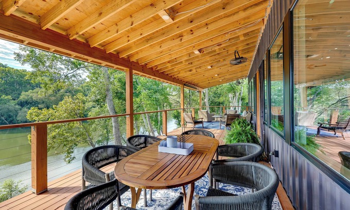 Arkadelphia Haus | Modern, Riverfront Family House w/ Balcony & Grill