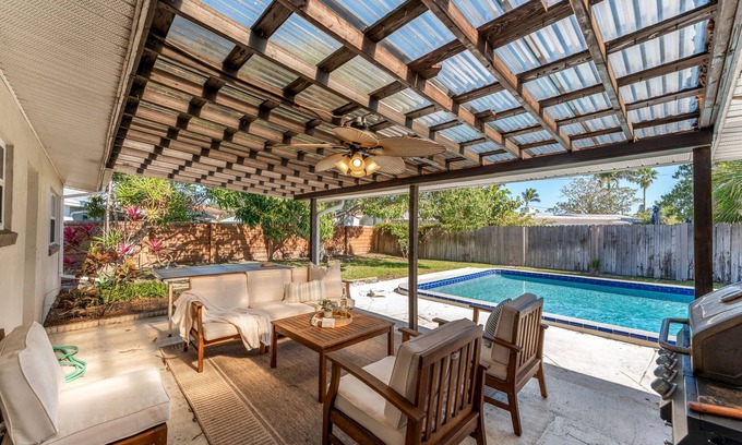 Cocoa Isles Haus | Modern Seaside Boho Home – Stylish House with Private Pool & Spacious Backyard!