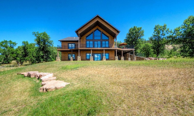 Sturgis Haus | Mountain-view home w/private hot tub, natural gas grill & gas fireplaces