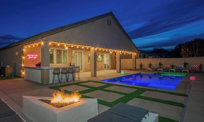 Indio Haus | Navigate Stays Best Backyard in Indio Pool and Bar