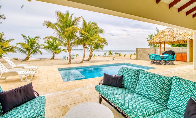 Placencia Haus | Oceanfront oasis on the beach with private pool, gazebo, grill, patio, and AC