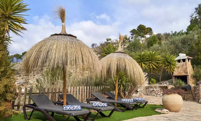 Competa Hütte | Boas Rural House Blick auf die Berge und das Meer.