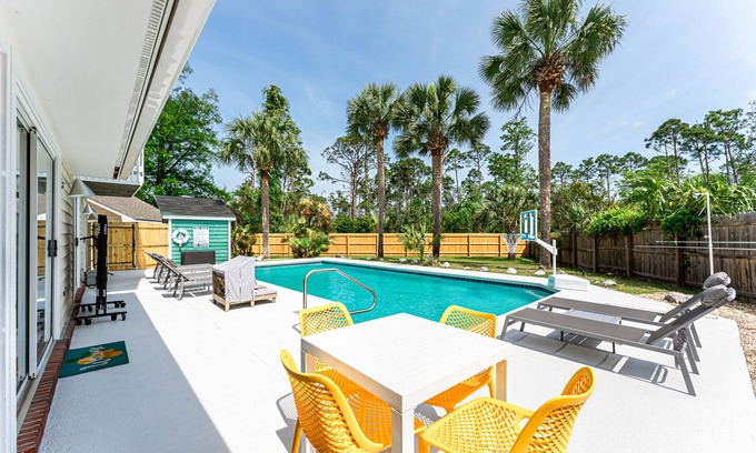Port St. Joe Haus | Private heated pool+sauna, 2 blocks to beach, game room, golf cart, dogs welcome
