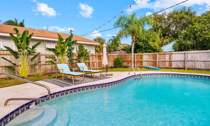 Mango Groves Haus | Remodeled historic boho-bungalow w/ private pool at Lake Worth Beach.