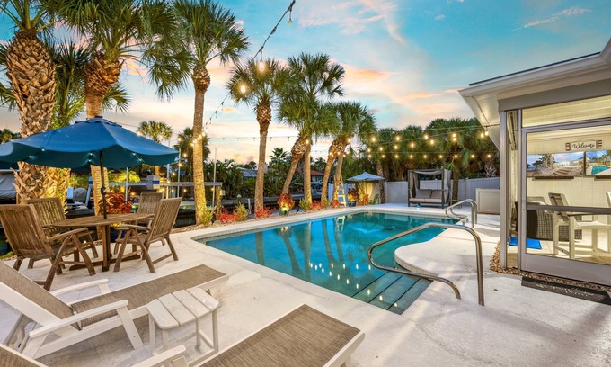 Siesta Key Village Haus | Siesta Key Waterfront Oasis - Heated Pool, Dock, Walk to Village & Beach