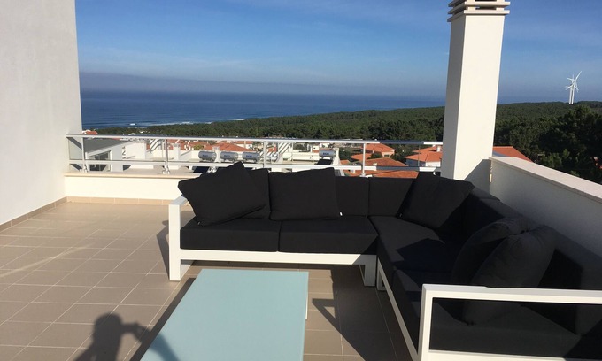 Nazare Wohnung | Sitio Ocean Views T1 Apartment mit grossen Terrasse, Schwimmbad & Tennis