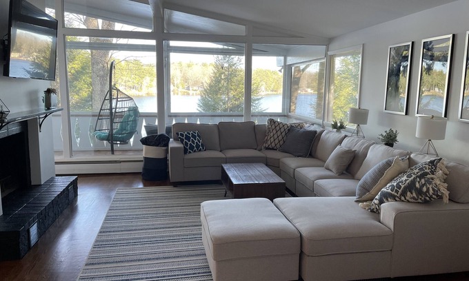 Rindge Haus | Spectacular lake house with private dock, beach area & gorgeous views