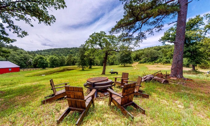 Stringtown Haus | Stone Cabin with a Pond & Water Access - Firepit, Dog-Friendly