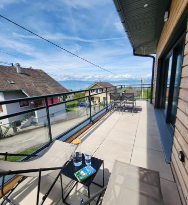 Lugrin Wohnung | Studio lumineux avec grande terrasse et vue lac, Parking privé
