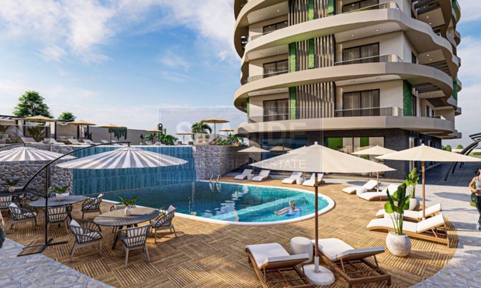 Avsallar Wohnung | Stylish 1BR Flat Pool View & 10 min Walk to Beach