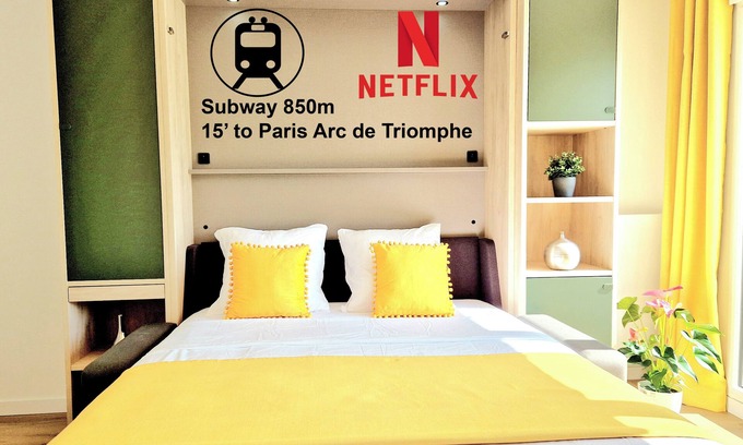 Chemin de l'Ile Wohnung | Stylish Stay Near Paris - 850m to Subway RER A - Netflix 1BR-4P