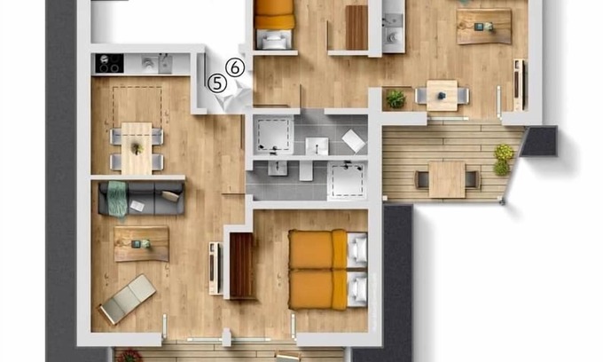 Bad Aibling Haus | Suite 5+6 = option entire 2nd floor 3.5 rooms with 2 balconies