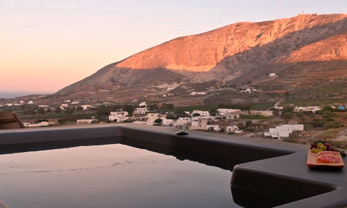 Exo Gonia Villa | Superb Santorini Villas | 2 Bedrooms | Villa Hisoka | Spacious Terrace with Hot Tub | Exo Gonia