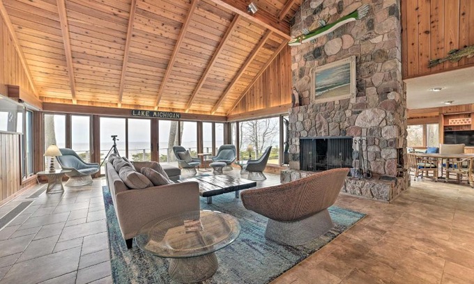 Lake Leelanau Haus | Unwind Fireside, Walk to Water! Lake Michigan Home
