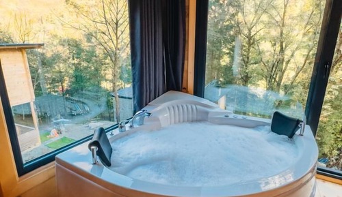 Superior-Chalet, 1 Doppelbett und Schlafsofa, barrierefrei, Flussblick