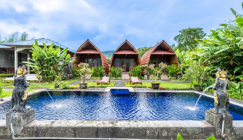 Bungalow, Hügelblick, Poolseite