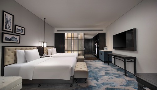 Basic-Zweibettzimmer, 2 Doppelbetten, Stadtblick