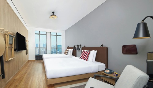 Standardzimmer, 2 Doppelbetten, Stadtblick
