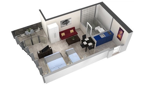 Studio, barrierefrei, Balkon