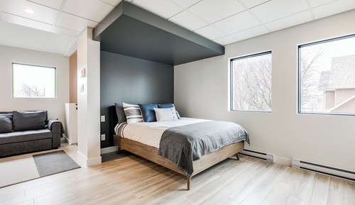 Design-Loft, 1 Queen-Bett und Schlafsofa, Küche