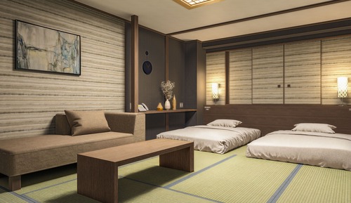 Zimmer im japanischen Stil, 2 Doppelbetten, Nichtraucher (For 2 People, South Wing)