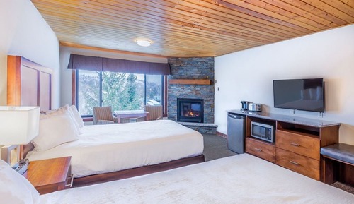 Deluxe-Studio, 2 Queen-Betten, Kamin, Bergblick